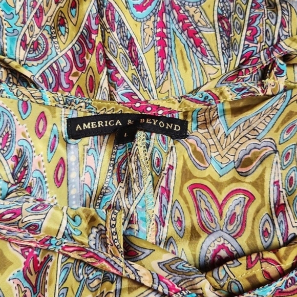 America & Beyond, Summer, Boho V-Neck Colorful Spaghetti Straps Long Maxi Dress - Picture 9 of 10